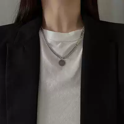 s Japanese and Korean hip hop retro round letter necklace female adjustable cold wind sweater chain jewelry