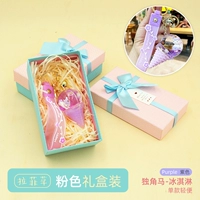 Подарочная коробка с фиолетовым мороженым и единорогом