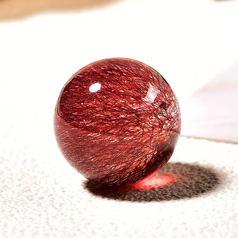 Natural Boutique Red Hair Super Seven Round Beads Skeleton crystal Men and women DIY accessories Pendant Handmade Single Pearl Loose Beads