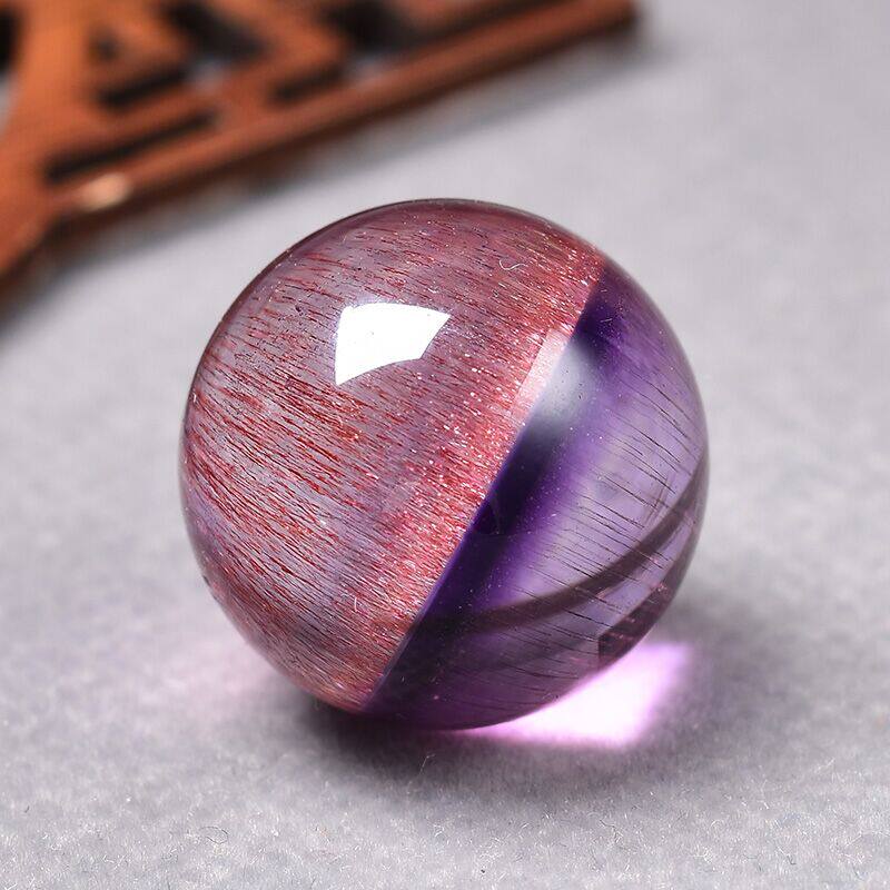 Natural Purple Hair Red Ultra Seven Single Beads Male And Female Multi-Treasure Hand Condensed Pearl DIY Ornament Pendant Three-wheeled Backbone Crystal