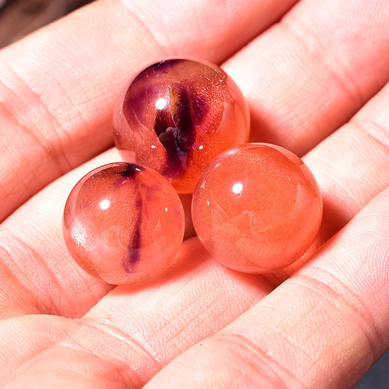 Natural orange three-wheeled backbone crystal yellow ultra seven single beads male and female with multi-treasure hand alchemy pendant DIY ornament bulk bead