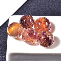 Natural Purple Yellow Super Seven three round backbone Crystal single bead female DIY bracelet pendant jewelry with beads purple hair loose beads