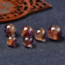 Natural Purple Yellow Super Seven three round backbone Crystal single beads men and women jewelry DIY purple hair scattered beads multi treasure bracelet with beads