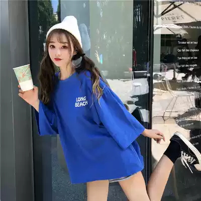 Summer new half-sleeved mid-length version of the top female student Korean loose and wild Harajuku style bf short-sleeved T-shirt women's trend