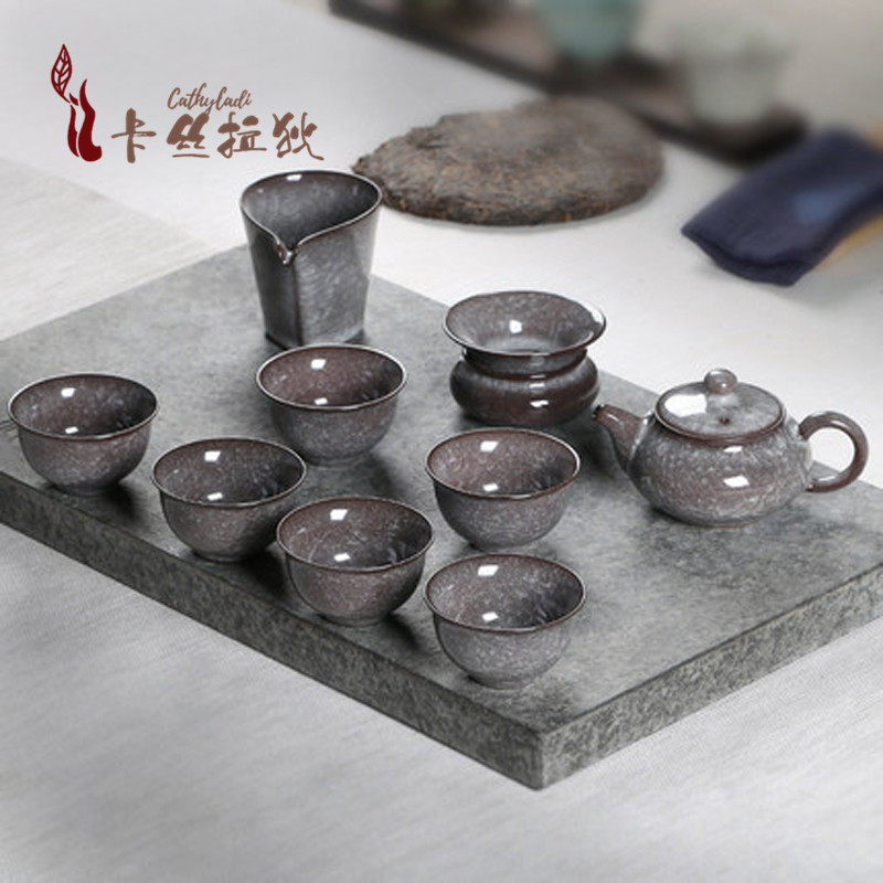 CATHYLADI Dragon Springs Green Porcelain Gg Kiln Iron Tire High Tea Set Group Home Ceramic Teapot Cover Bowl Tea Set Gift