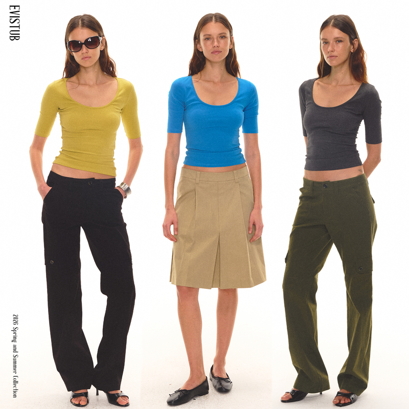 Evistub * Workday’S Sleeve * Multi-Color American Basic Five-Quarter Sleeve U-Neck Regular Shoulder Short Sleeve