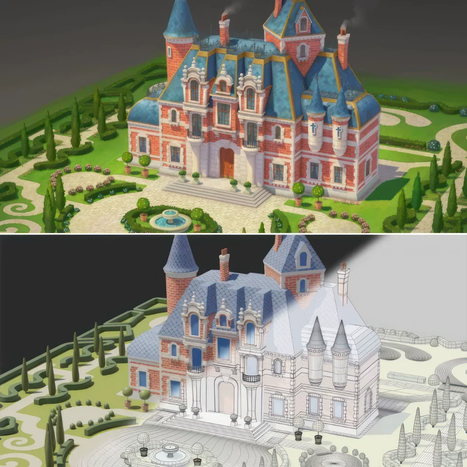 Урок по Blender: стиль игры ps, архитектура, концепт-арт, моделирование, рендеринг, курс, изящно переведенные китайские субтитры