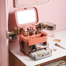 Net red cosmetics storage box Dust-proof skin care products Dresser desktop with mirror jewelry integrated finishing shelf