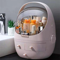 Cosmetic storage box with mirror desktop large capacity dustproof household lipstick skin care dressing table rack