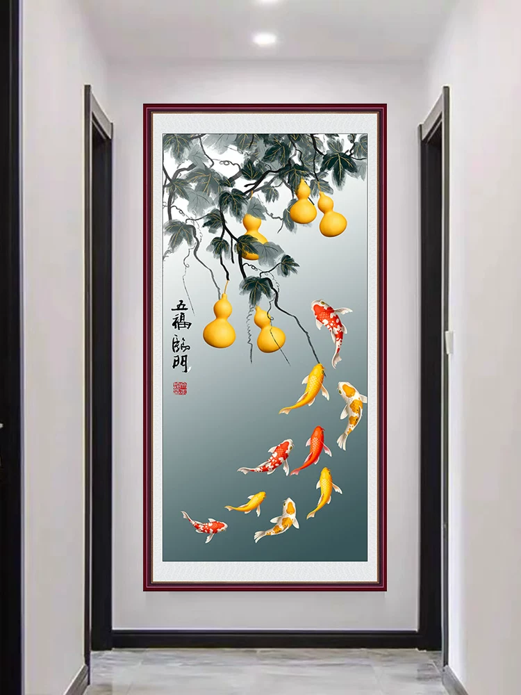 Компания Jiutu Juli Cai Tu Gong Xuanguan Decoration Painting имеет вертикальную версию настенной ткани-живописи на двери рыбака у двери