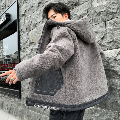 外套男冬季加厚毛领加绒工装夹克