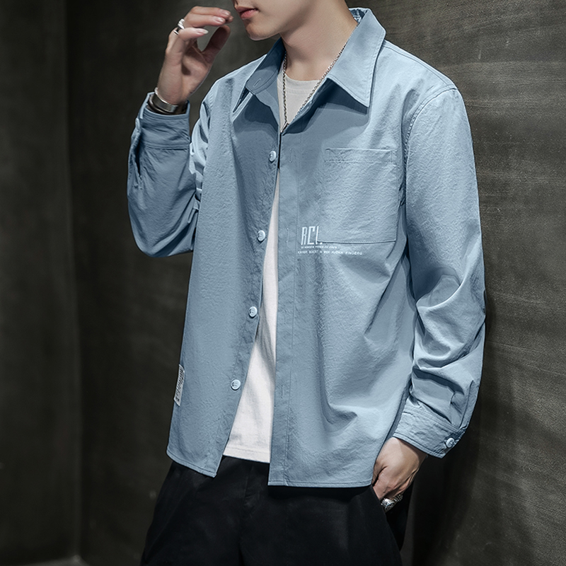 Great God's recommendation>Fast delivery>Long-sleeved shirt men's spring and summer Korean version of the trend of all-match tooling casual and handsome