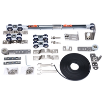 Three-door linkage sliding door hanging wheel two-way buffer linkage wooden door hanging wheel two-door sliding door sliding door hanging track pulley