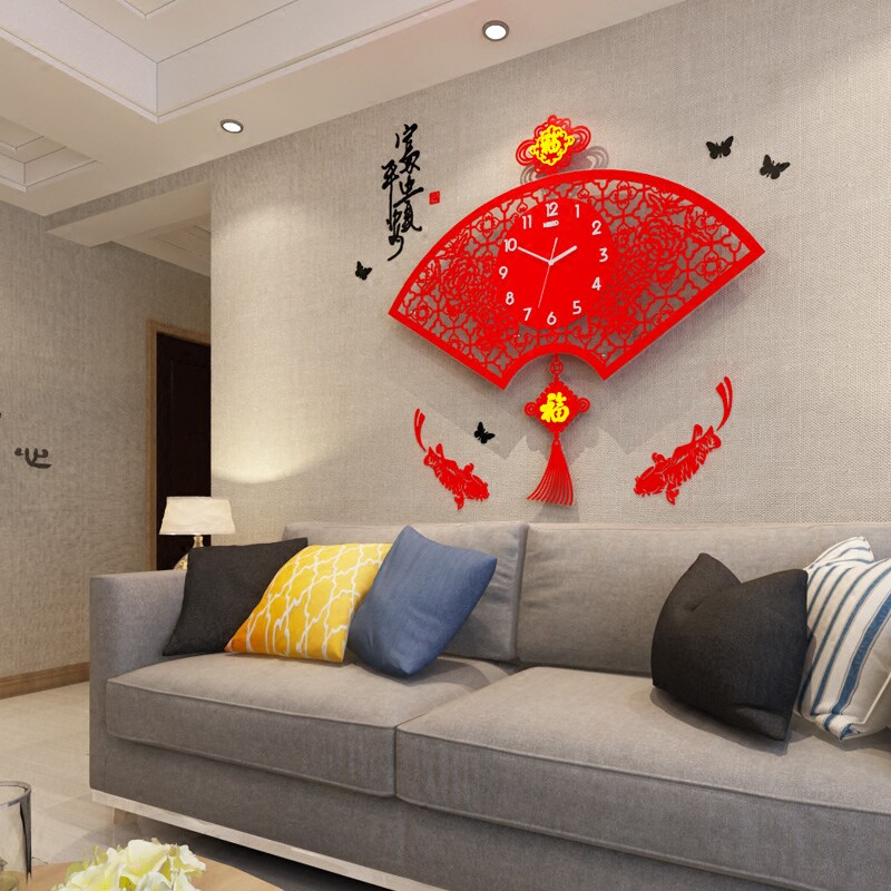 Meiseda New Chinese Clocks Hung in the Living Room Domestic Modern Brief Creative Form Fashion Atmospheric personality quartz Clock