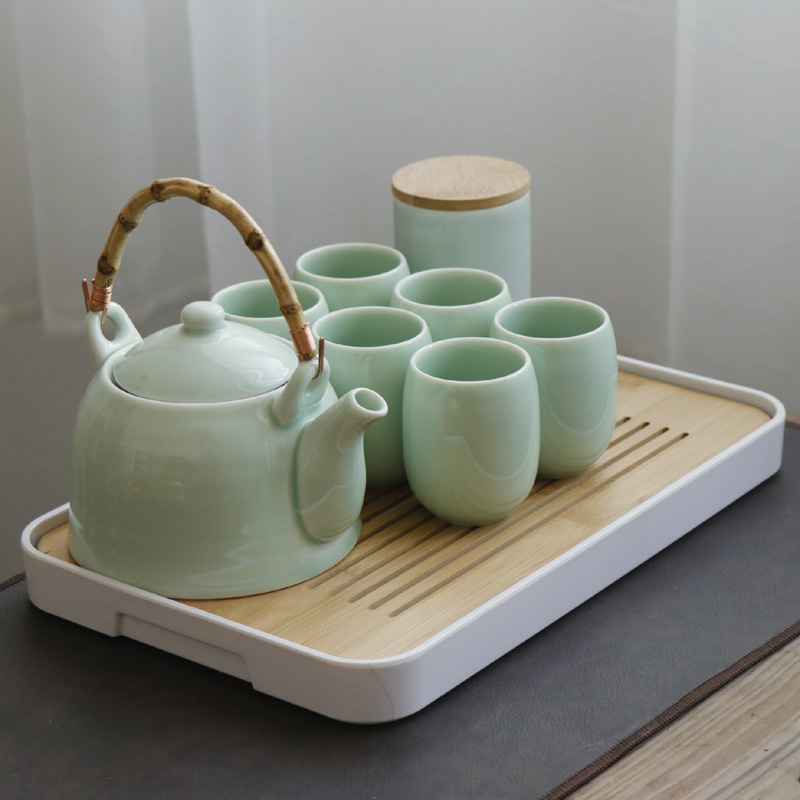 Modern minimalist ceramic tea set Set of home tea Tea Cup Large Capacity 1 Pot 6 Cups Office Living Room