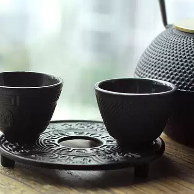 Iron pot fork tea towel set cast iron pot pad ancient Tea Road household heat insulation pad iron pot tea set accessories base