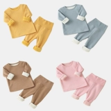 Детский флисовый удерживающий тепло зимний комплект, детское нижнее белье, бандаж пупочный, штаны подходит для мужчин и женщин, пижама для раннего возраста, высокая талия