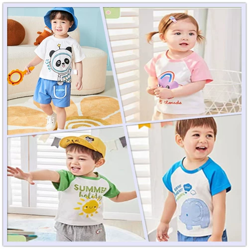 Детская хлопковая тонкая футболка с коротким рукавом подходит для мужчин и женщин для раннего возраста для отдыха, детская одежда