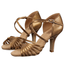 Naishikou 217 brown oil professional Latin dance shoes for women adult medium high heel soft sole dance shoes art test Cha Cha Xia