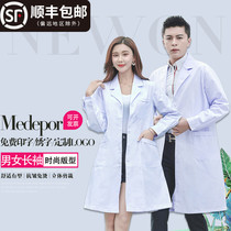 Nightingale white coat long sleeve doctor work clothes college students laboratory test clothes custom logo printed male