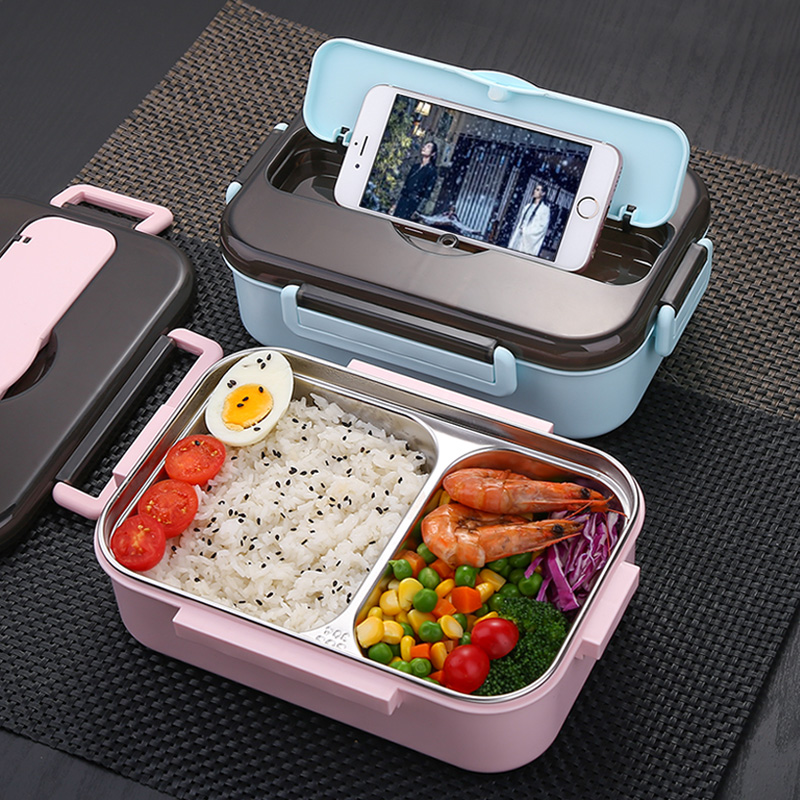 304 stainless steel lunch box partition primary school students special children's three-compartment cartoon lunch box partition canteen lunch box