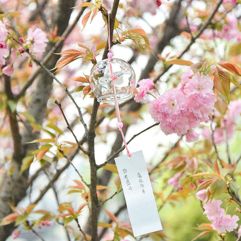 Wind Bell Hanging Decoration Living Room Creative Glass Cherry Blossom Wind Bell Bedroom Pendant Bell Meditation Meditation Girl Day Style And Young Girl