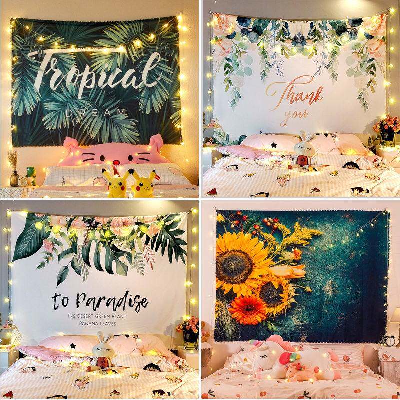 Small room renovation Supplies rental homeware rental One family bedroom bedside hanging cloth wall stickler wall paper mesh red