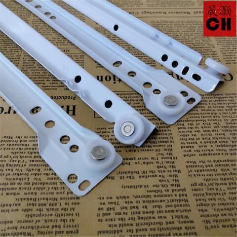 Drawer track white two-section rail guide nylon wheel rail slide rail silencing mute two-section rail