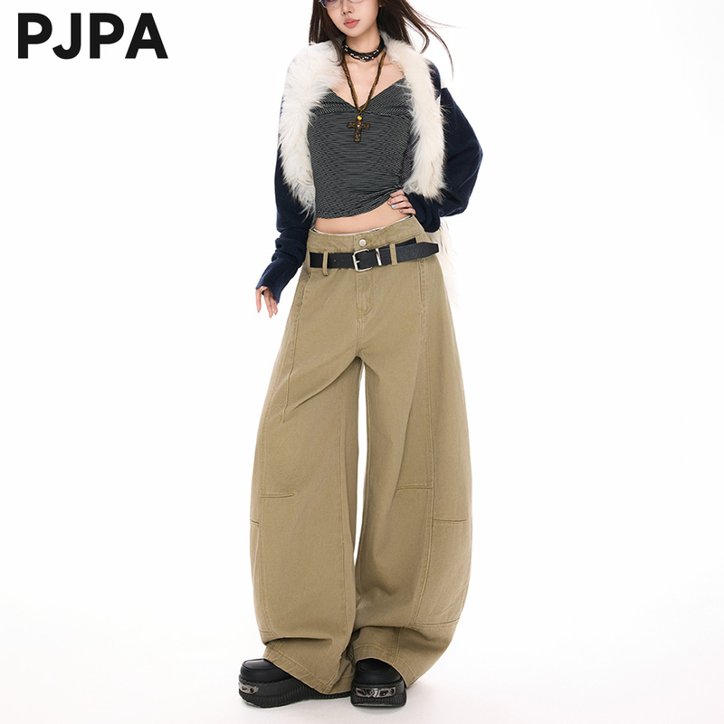 Pjpa Apricot Color Deconstructed Silhouette Scimitar Jeans for Women 2026 Autumn New Loose Slimming Workwear Wide-Leg Pants Pjpa Apricot Color Deconstructed Silhouette Scimitar Jeans for Women 2026 Autumn New Loose Slimming Workwear Wide-Leg Pants