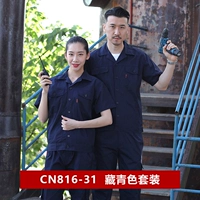 CN816-31 Хлопковые короткие рукава темно-синего цвета