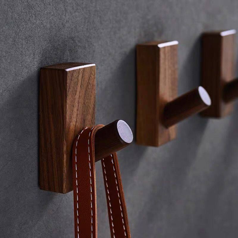 Solid wood hook door rear Hyun closing wall free of punch and sticky hook try dressing room wall-mounted clothes hat rack wood creative cloak hook