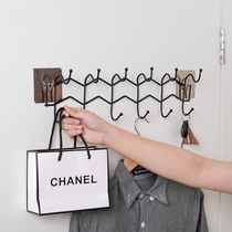 Iron door rear clothes hook simple non-perforated clothes hat adhesive hook bathroom bedroom strong paste hanger key hook