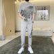 Ice Silk Short-Sleeved Casual Suit for Men, Summer Trendy Brand Printed T-Shirt and Sports Pants, Stylish Men's Outfit Set