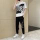 Ice Silk Short-Sleeved Casual Suit for Men, Summer Trendy Brand Printed T-Shirt and Sports Pants, Stylish Men's Outfit Set