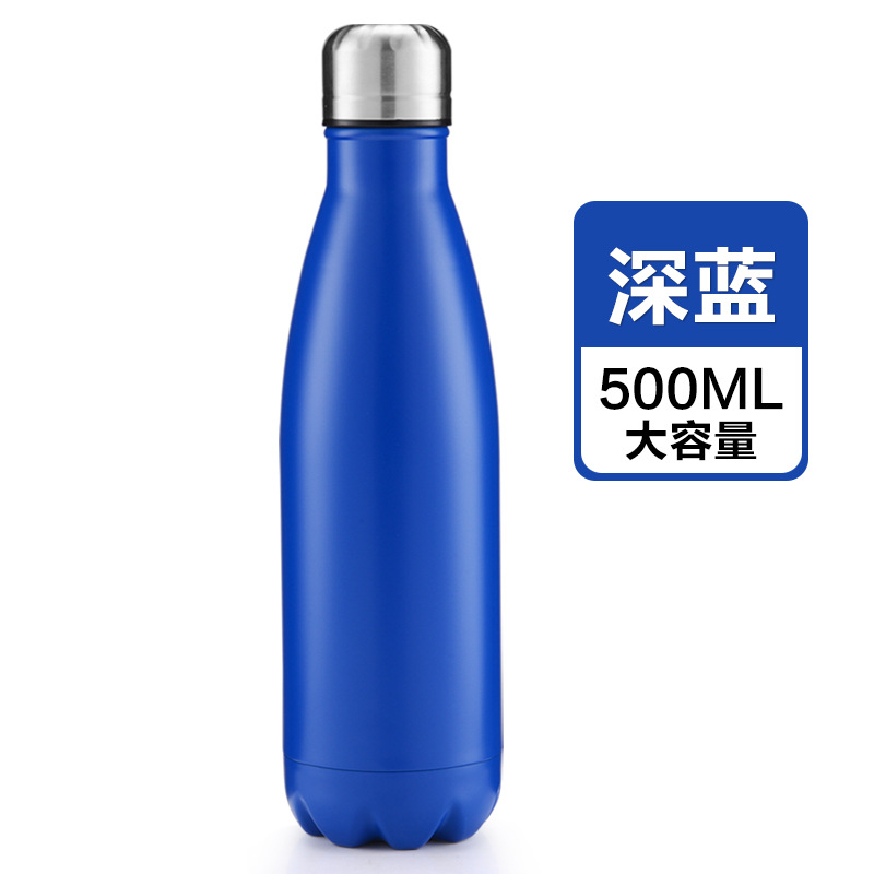 Matte Dark Blue 500MlCoke bottle vacuum cup double-deck motion  304 stainless steel bowling glass