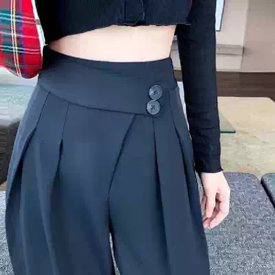 Suit wide leg pants Women summer 2021 New High waist thin small loose slim slender straight long pants