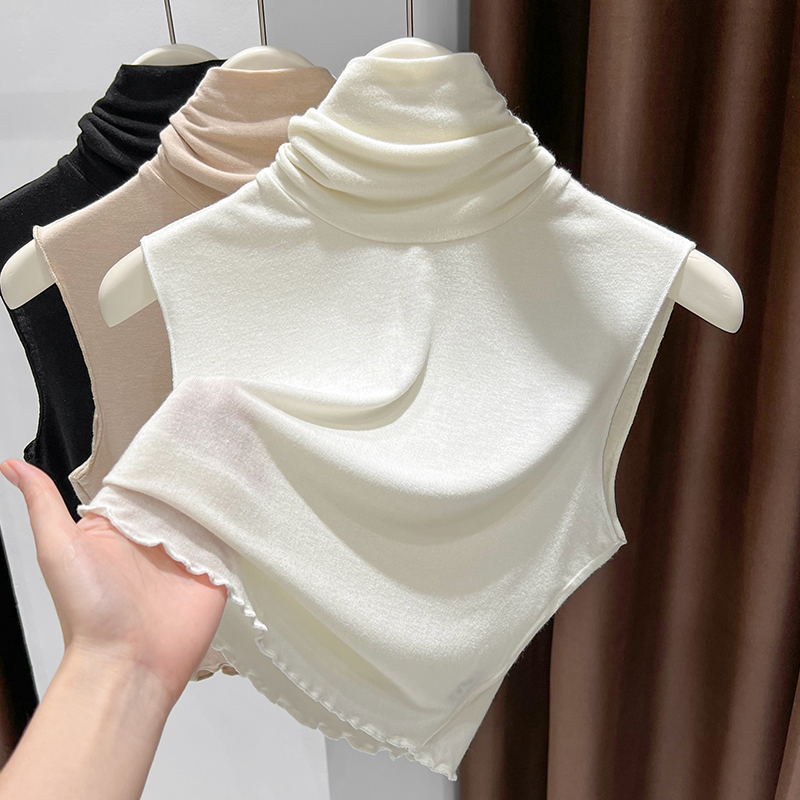 High-Necked Base Layer Sweater for Women, Autumn and Winter, Half-Length, Soft and Cozy, with a Fake Collar, Modal Top