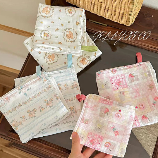 Korean Style Baby Towel, Children's Face Washcloth, Pure Cotton Gauze, All-Cotton, Baby Girl Kindergarten Drool Towel, Handkerchief