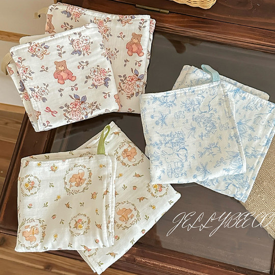 Korean Style Baby Towel, Children's Face Washcloth, Pure Cotton Gauze, All-Cotton, Baby Girl Kindergarten Drool Towel, Handkerchief
