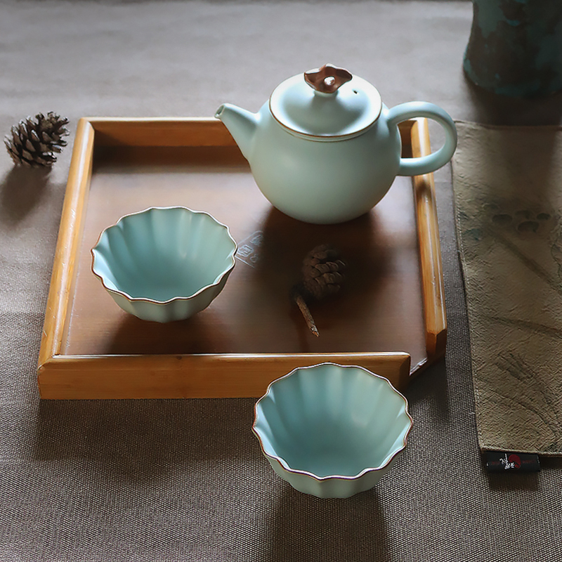 Hand your up household archaize of jingdezhen ceramic teapot single pot gift porcelain tea open piece of ice to crack glaze porcelain