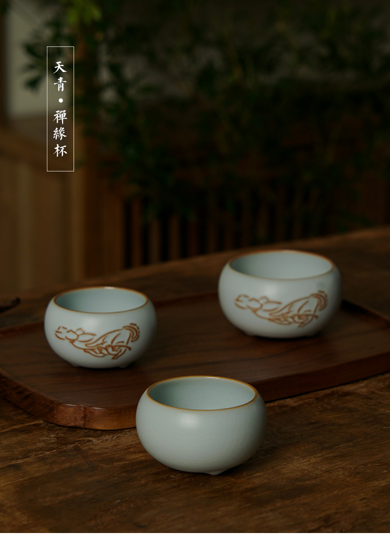 Green has already ru up market metrix cups sliced open can raise jingdezhen porcelain tea tea tea cups ceramic bowl celadon