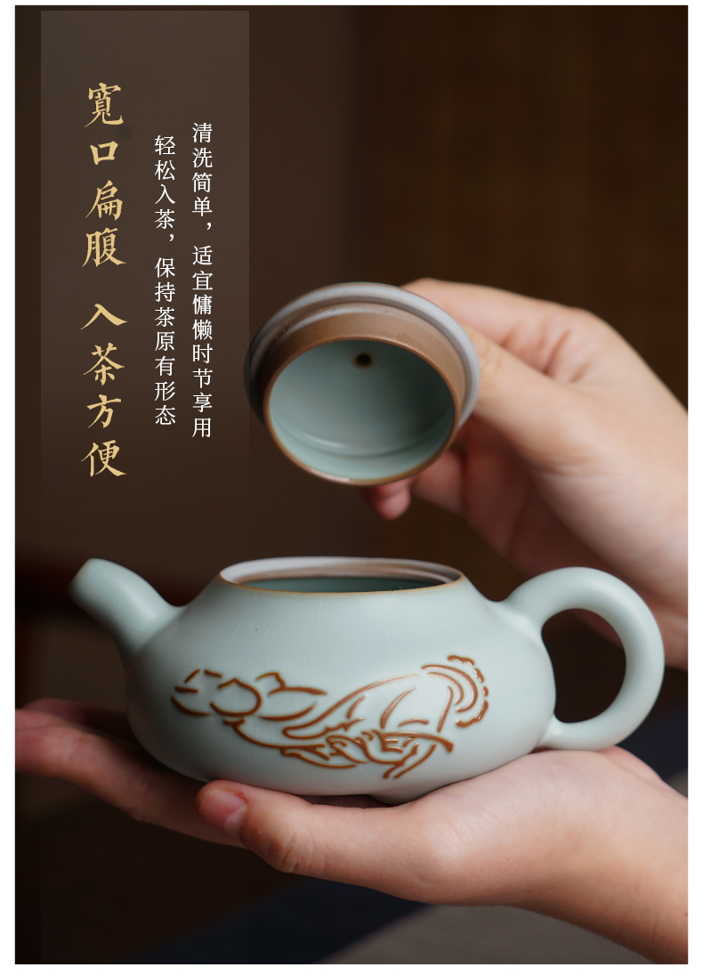 Green has already your up single pot hand flat pot teapot to restore ancient ways your porcelain of jingdezhen ceramics kung fu tea Green home day