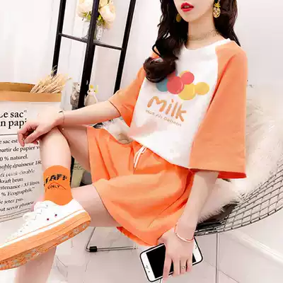Pajamas Women summer short-sleeved shorts two-piece set Korean hipster student suit female can wear home clothes casual