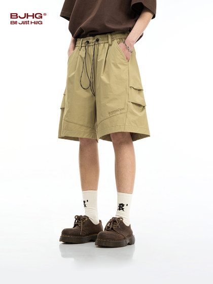 BJHG新款美式速干工装短裤男夏潮牌宽松灰色运动五分沙滩休闲裤子