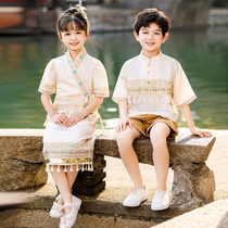 March 3rd Zhuang Guangxi minority costumes mens and womens dance chorus costumes childrens Yunnan Xishuangbanna