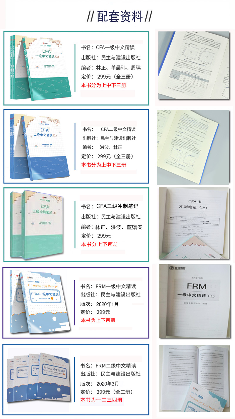 金程cfa一級網課frm notes二級三級衝刺筆記中文教材精讀英文影片