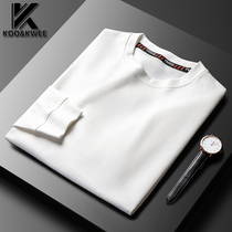 Round neck solid color T-shirt men long sleeve autumn thin fashion simple white black base shirt sweater mens top