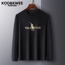 Autumn-winter mens T-shirt with undershirt length sleeves slim fit jacket trendy round collar compassionate mens printed board-card mens clothing