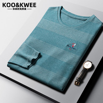 Fall mens knitted undershirt sweater jacket headsets middle-aged long sleeves swarm striated embroidered round collar autumn clothes men