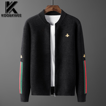Little Bee Cardigan Mens Autumn Knitted Jacket Jacket Men Korean Trend Baseball Collar Black Top Wear Tide